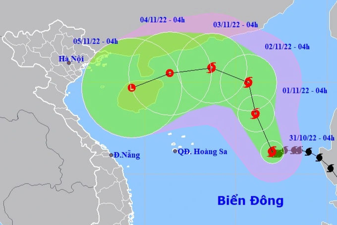 Bão số 7 tăng cường độ, đổi hướng vào Việt Nam