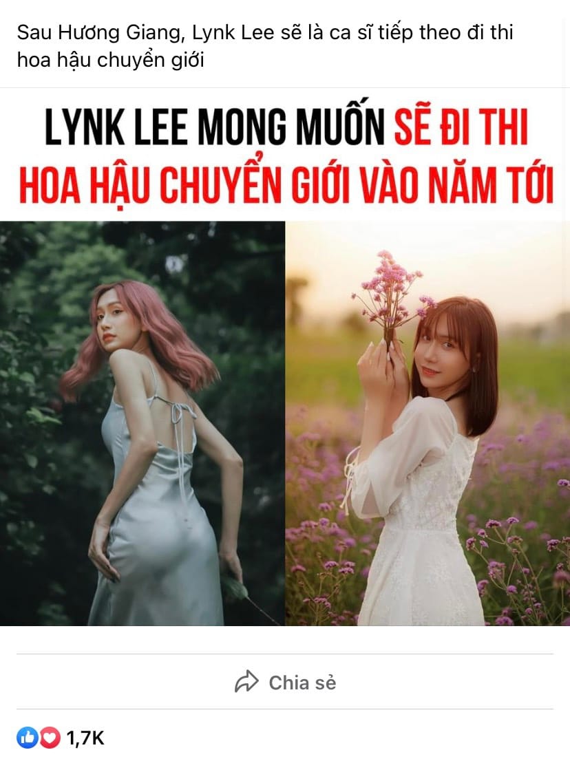 Xôn xao thông tin Lynk Lee nối gót Hương Giang đi thi Hoa hậu chuyển giới?